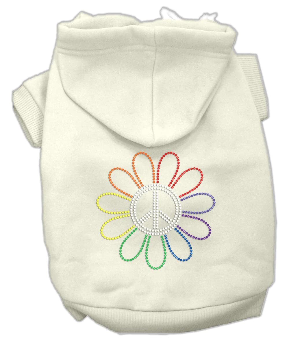 Mirage Pet Products Rhinestone Rainbow Flower Peace Sign Hoodie, Size 10, Pink