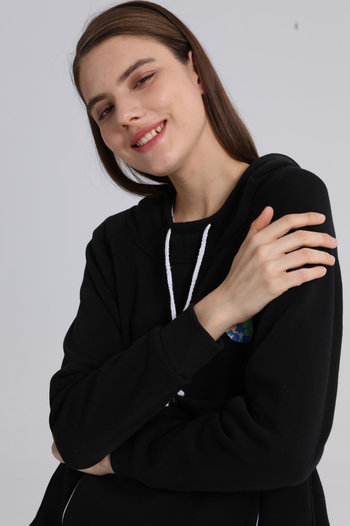 Alyc Cat Dog Carrier Hoodie Large Pet Pouch Sweatshirt Puppy Kitten Holder Pullover Top Kangaroo Hoodies For Women Black