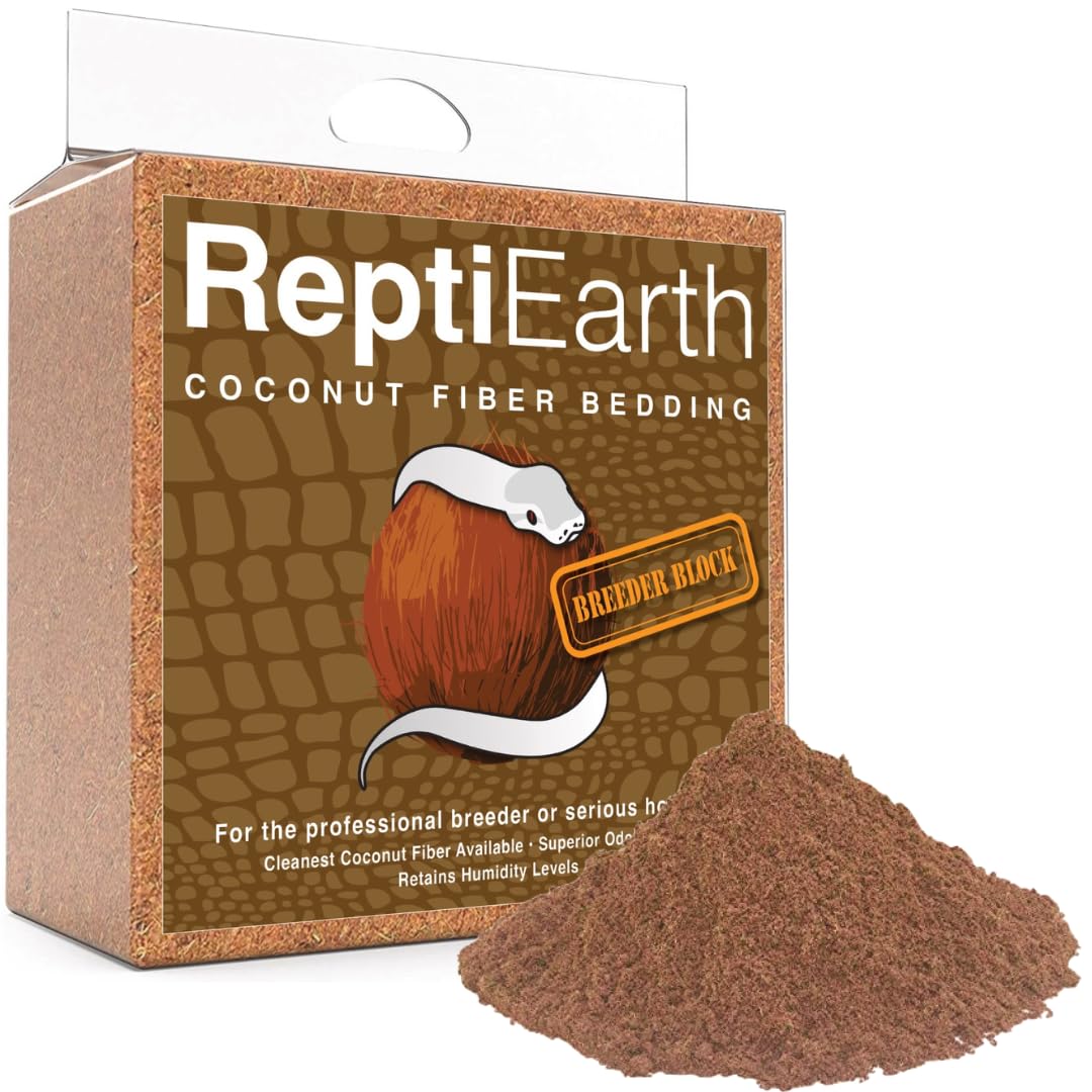 Reptiearth Reptile Bedding, Fluffy Coconut Fiber Substrate Organic Coco For Bioactive Snake Terrarium, Lizard Tanks With Plants, For Frog Habitat, Tarantula Or Hermit Crab Enclosure (72 Quart Block)