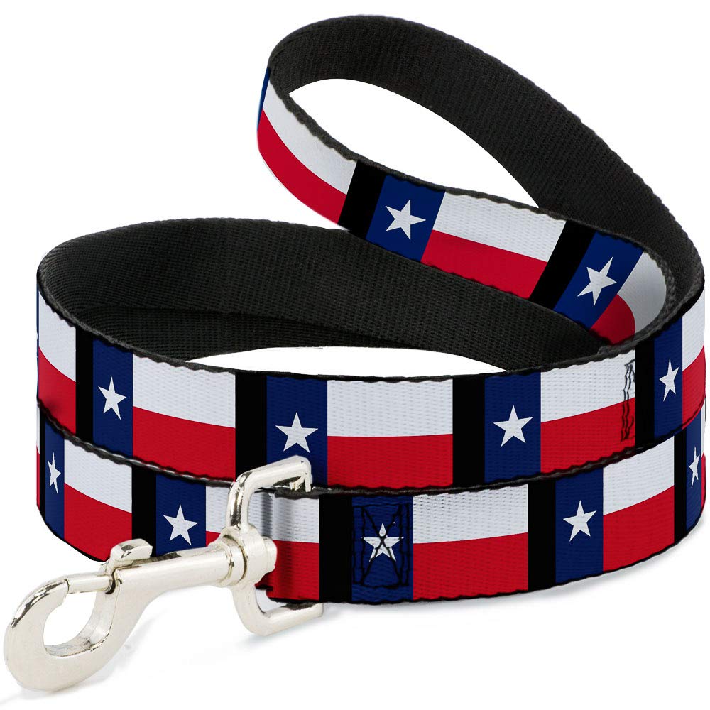 Dog Leash Texas Flag Black 4 Feet Long 1.0 Inch Wide