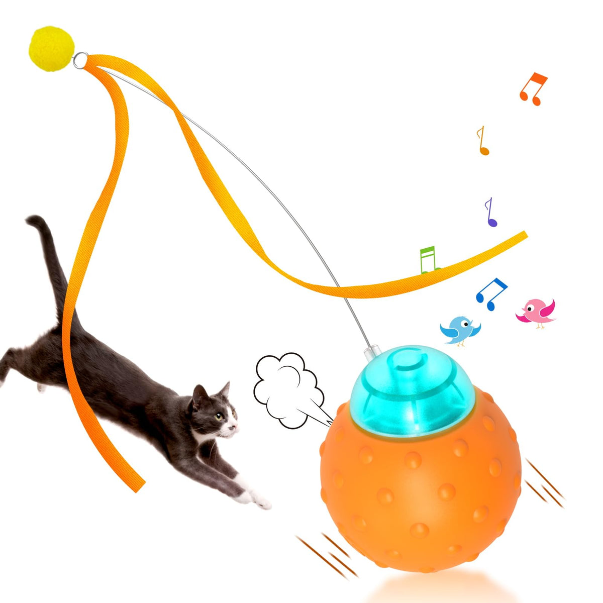 Muhhiba Interactive Cat Toys Balls, Automatic Moving Cat Toys For Indoor Cats, Self Rotating Ball With Motion Activated, Electri