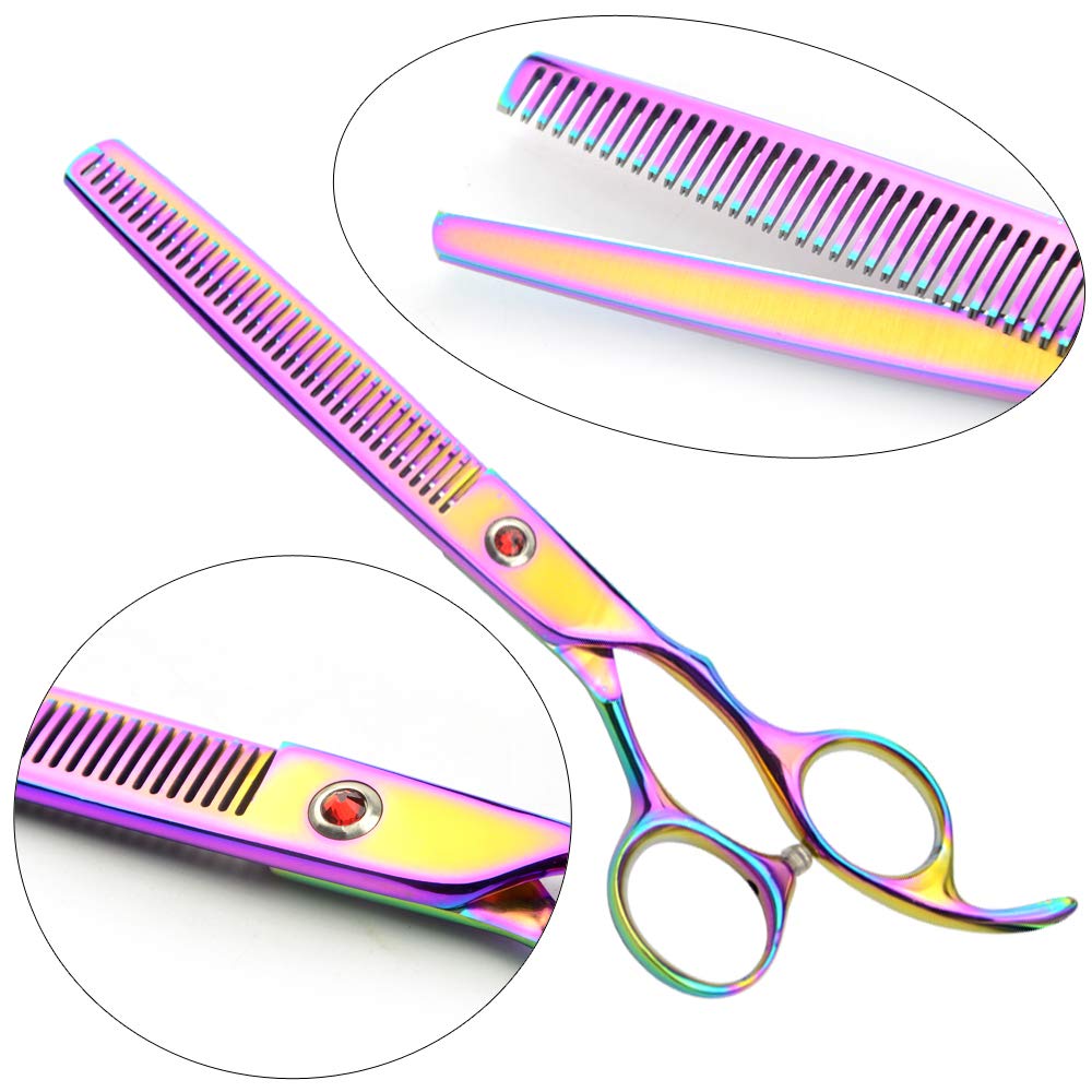 Lilys Pet Professional Pet Dog Grooming Coated Titanium Scissors Suit Cutting&Curved&Thinning Shears (7.5 Inches, Rainbow)