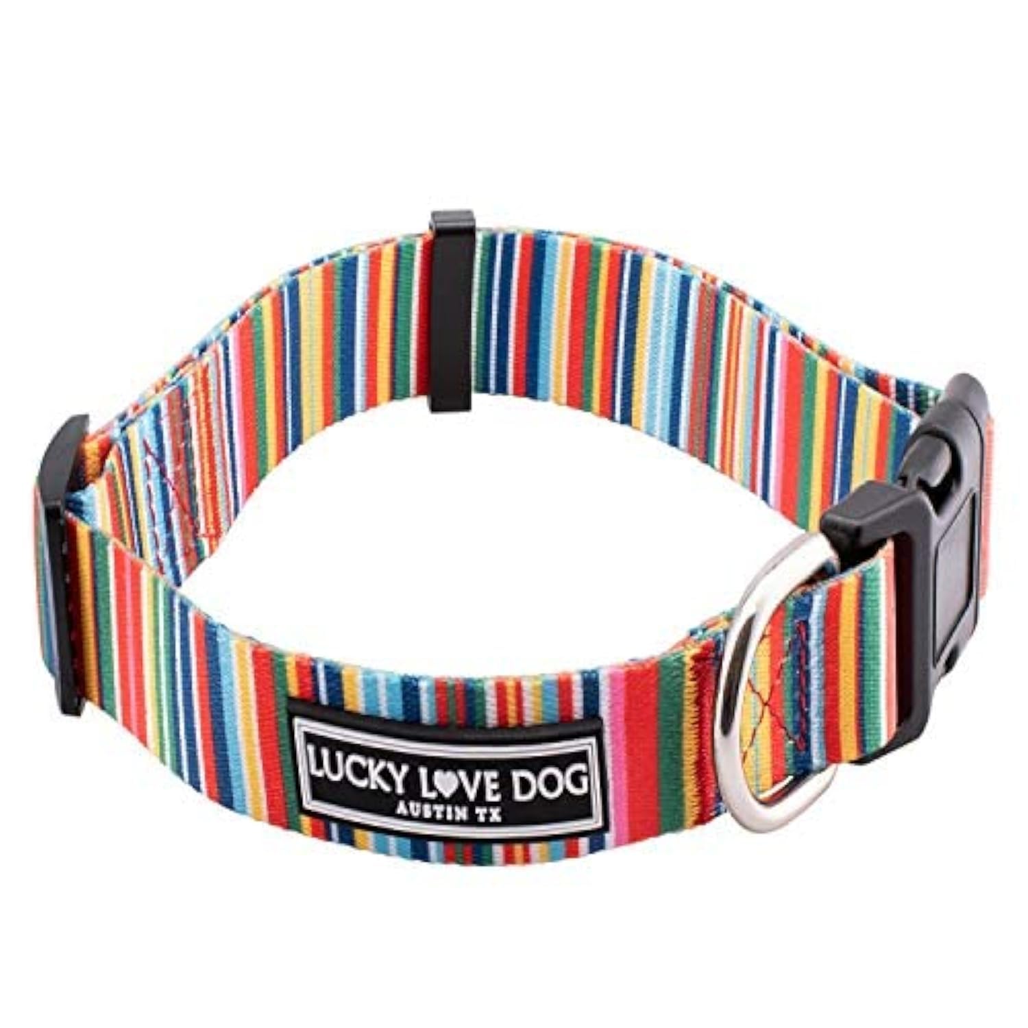 Lucky Love Dog Collar, Beautiful & Vivid Patterns, Rainbow Dog Collar For X-Large Dogs, Easy On & Off Clasp Accessory (Hippie, X