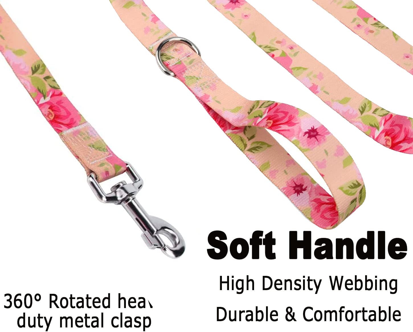 Mihqy Dog Collar And Leash Set With Bohemia Floral Tribal Geometric Patterns - Soft Ethnic Style Collar Adjustable For Small Medium Large Dogs(Pink Rose Set,M)