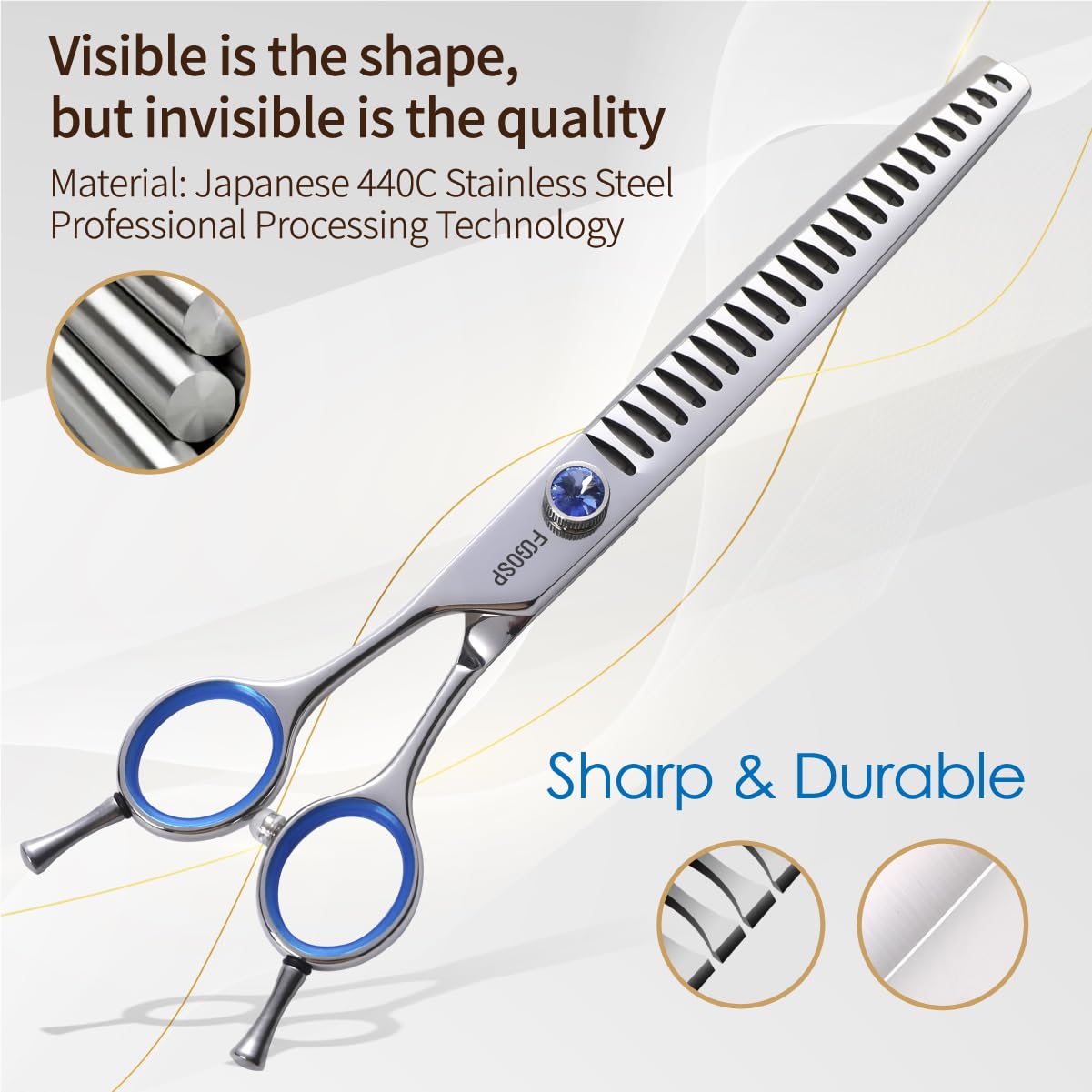 Chunkers Dog Grooming Scissors Left Handed 7.5'' Professional Thinning Shears For Dogs Pet Grooming Scissors Chunkers Shears Dog