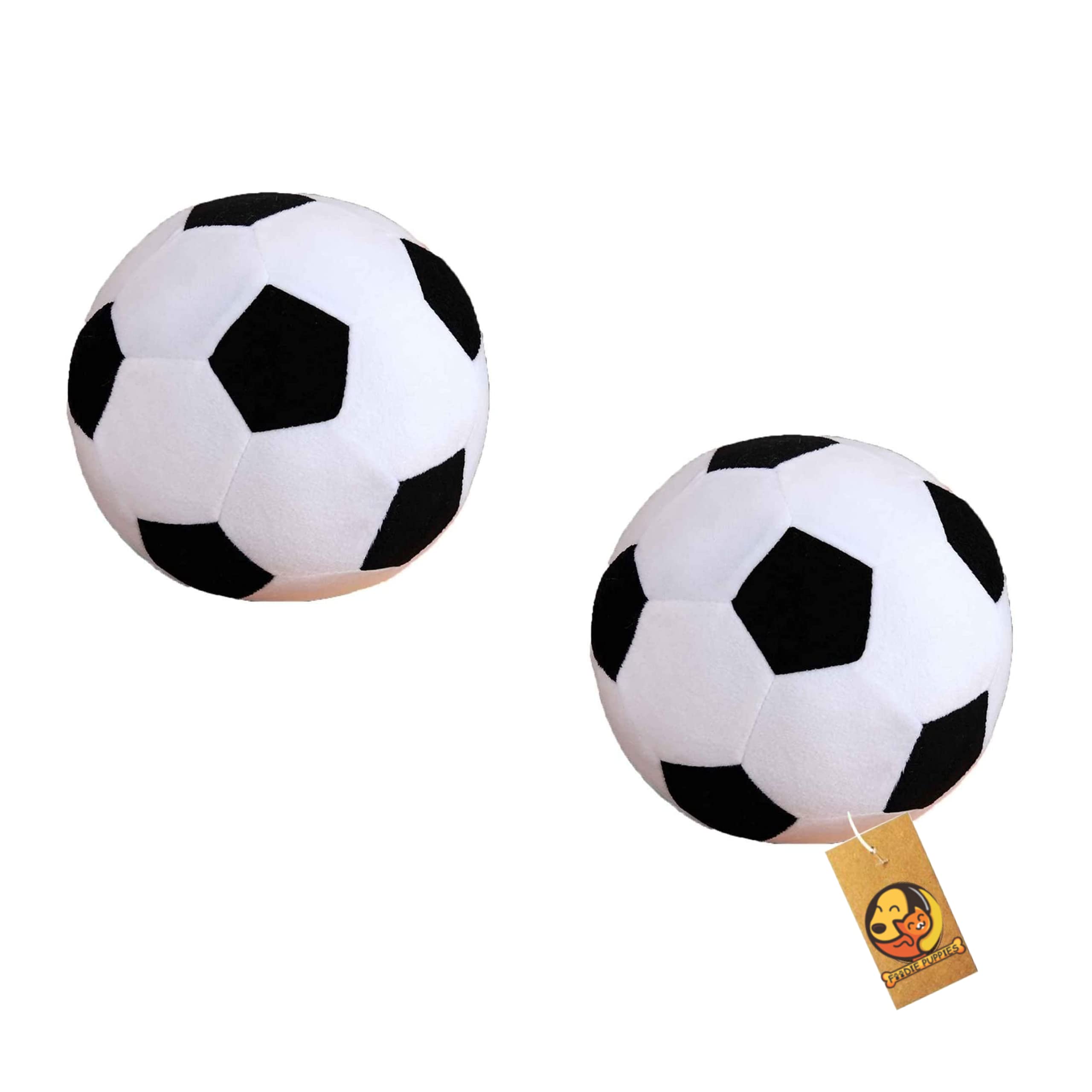 Foodie Puppies Rubber Squeaky Football Toy  (Pack Of 2) For Puppies & Kittens | Soft Chew, Lightweight Fetch Ball | Interactive