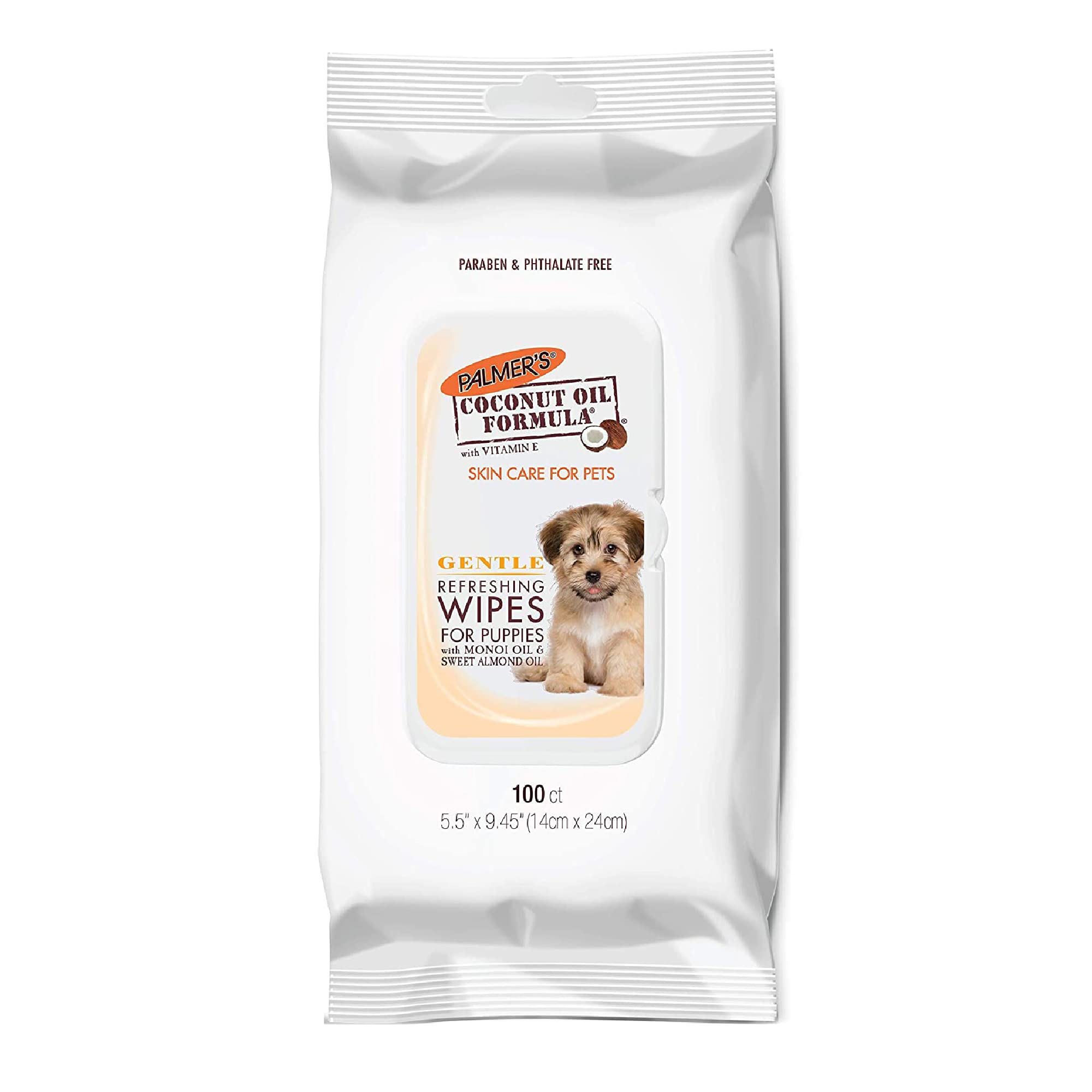 Palmer'S For Pets Coconut Oil Gentle Refreshing Wipes For Puppies | Palmers Coconut Oil Puppy Wipes - 100 Ct Gentle Pet Grooming Wipes For Dogs With Coconut Oil