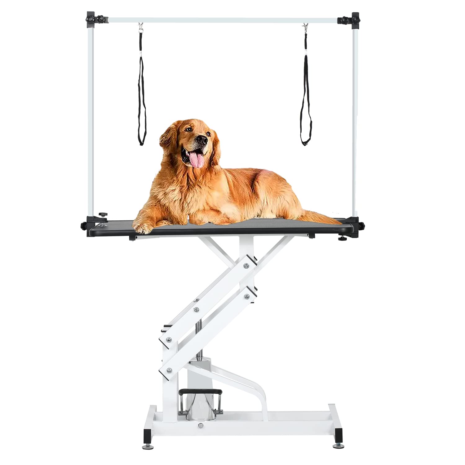 Jintangli Pet Hydraulic Pet Dog Grooming Table For Dogs & Cats, Heavy Duty Large Groomming Table With Adjustable Arm Noose, Maximum Capacity Up To 300Lbs, 42.5Inch, Black