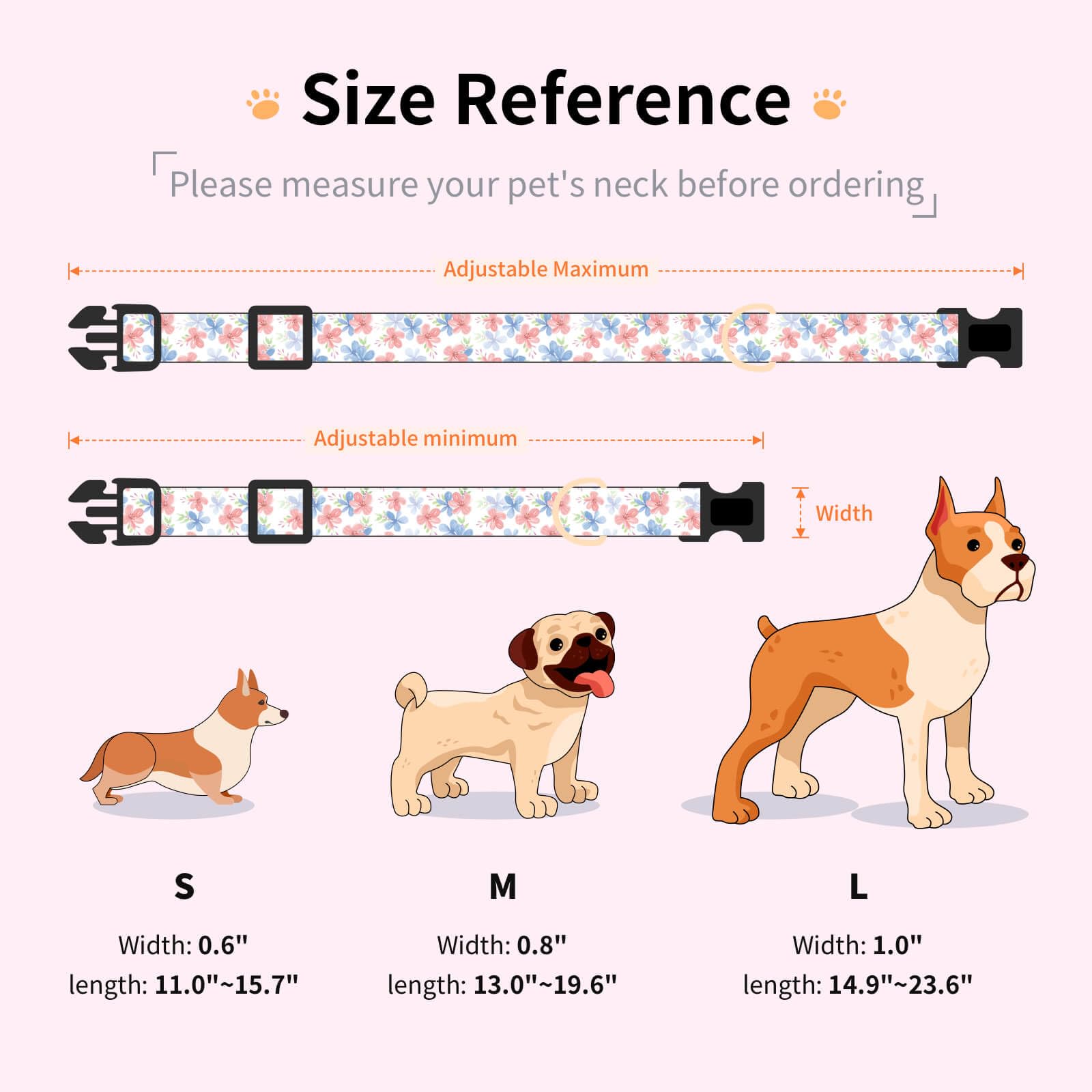 Jelwuion Adjustable Dog Collar With Quick Release Buckle For Boy Girl Female Dogs,Soft Puppy Collar And Cute Pet Collar With Flo