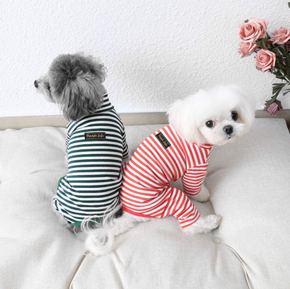 Hdwk&Hped Soft Cotton Dog Pajamas For All Seasons, Striped Pet Bottoming Jumpsuit For Small Dog Cat Puppy (#2, Striped Style - 2