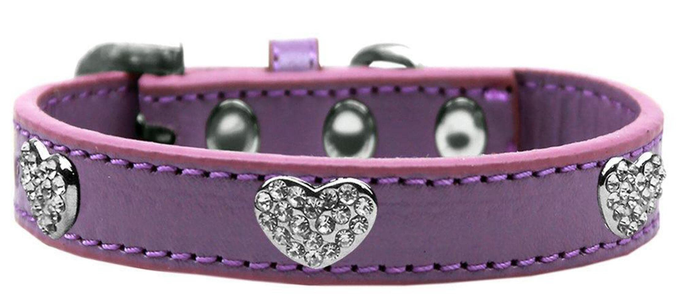 Dog, Puppy & Pet Widget Fashion Collar, &quot;Clear Crystal Heart&quot; Aqua 10