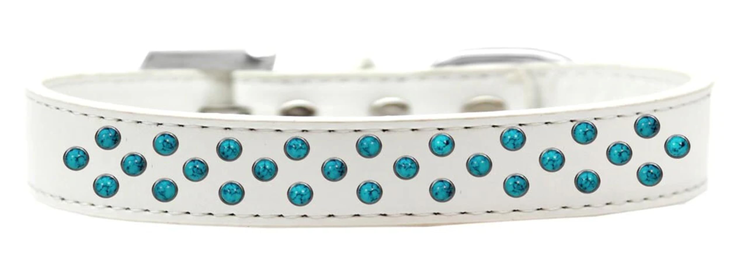 Dog, Puppy & Pet Fashion Collar, Southwest Turquoise Pearl Rimsets Sprinkles - 14 - White