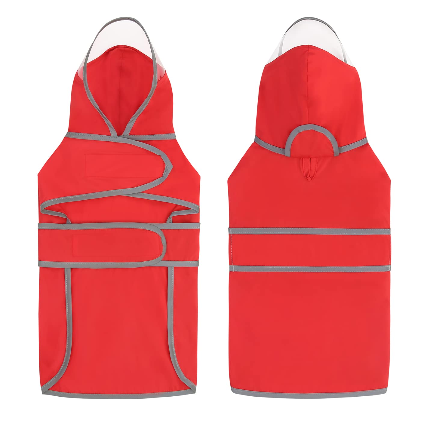 Hde Dog Raincoat With Clear Hood Rain Jacket Poncho For Small Medium Large Dogs Red - M