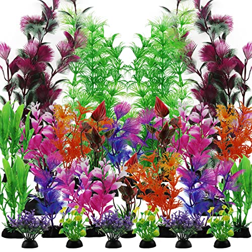 Pietypet 25 Pack Aquarium Plants, Fish Tank Decoration Colorful Artificial Fish Tank Decorations For Household And Office Aquari