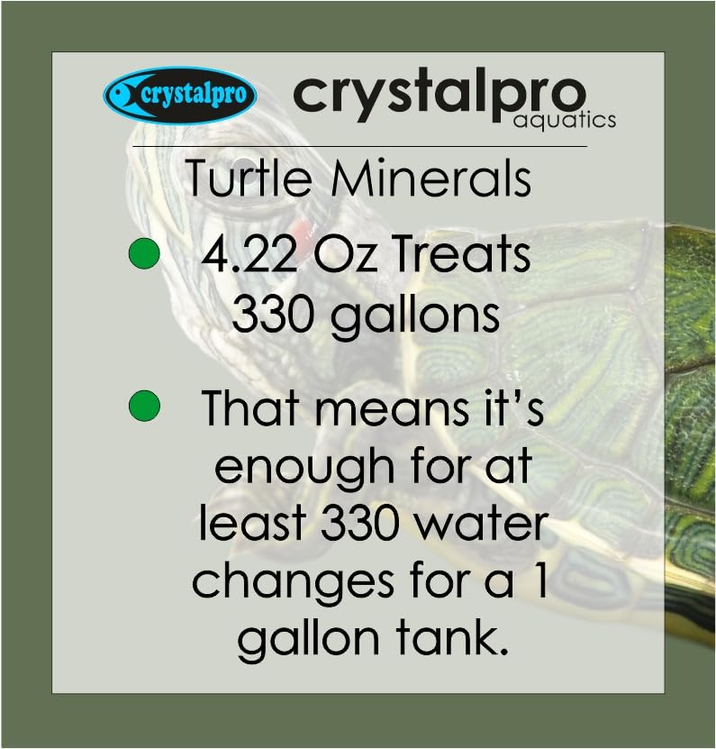 Crystalpro Turtle Minerals 4.22 Oz - Helps Grow a Better Shell and Improves General Health - Mineral Additive for Turtles- Aquar