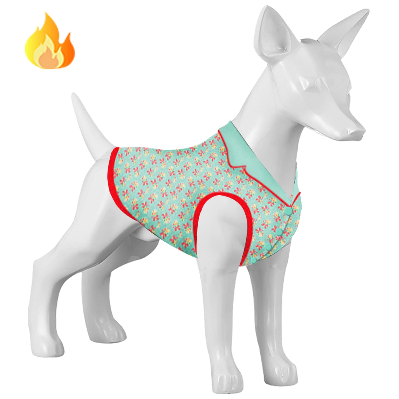 Lovinpet Pugs Flannel Winter Coats, Vintage Songbird Prints Dog Clothes, Warm Small Dog Apparels, Xs