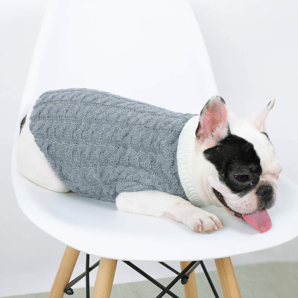 Zjyufy Dog Sweaters For Small Dogs, Dog Knitted Sweaters For Bulldog Pug, Winter Warm Clothes Turtleneck Pullover Sweaters For B