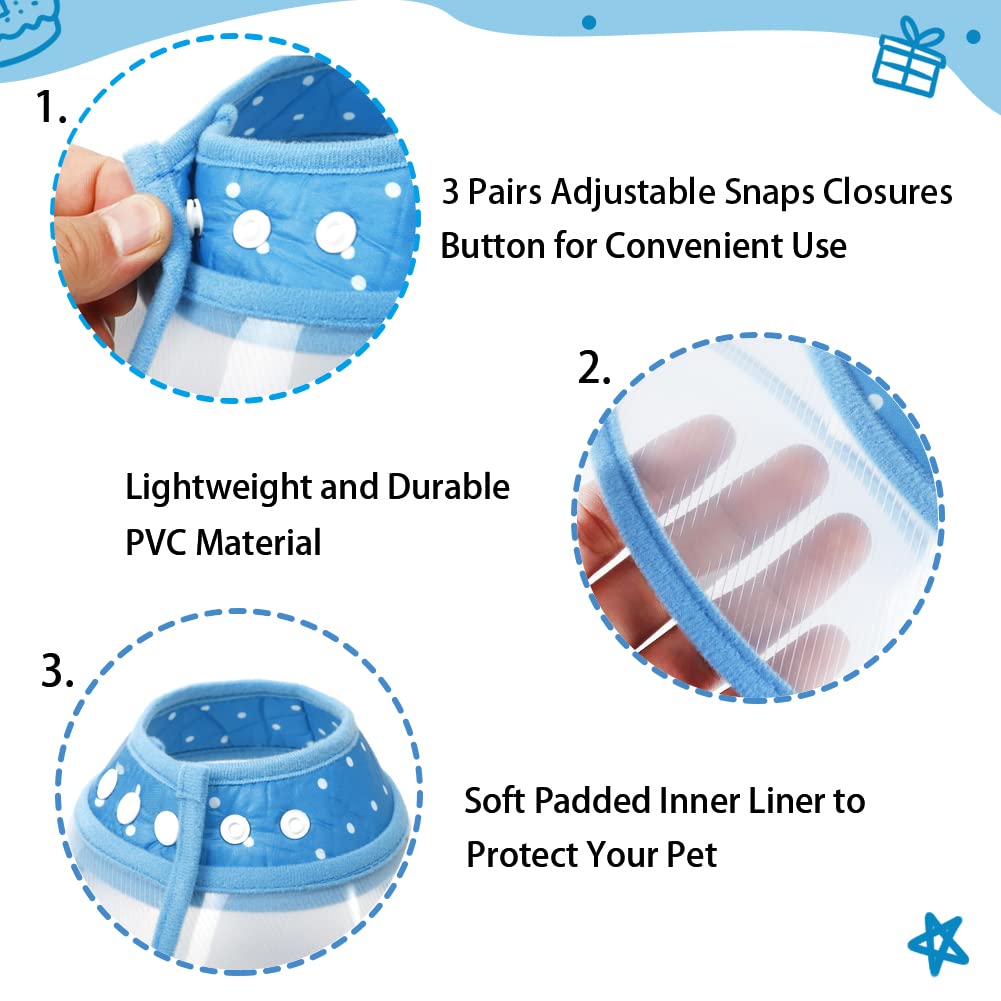 Vivifying Dog Cones for Small Dogs, Adjustable 5.7-8in Pet Cone, Lightweight Recovery Elizabethan Collar for Cats, Puppies and M