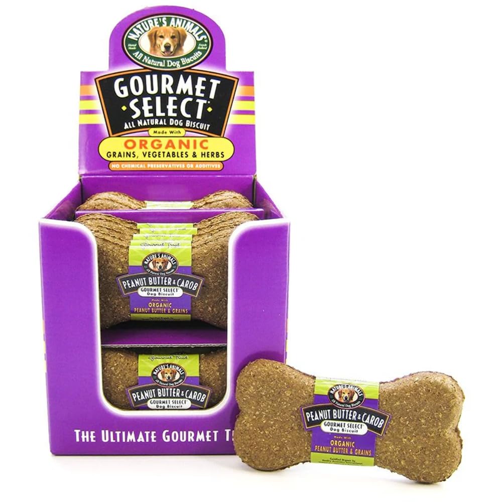 NatureS Animals Gourmet Select Dog Biscuit Display, Peanut Butter And Carob, 24/Pack