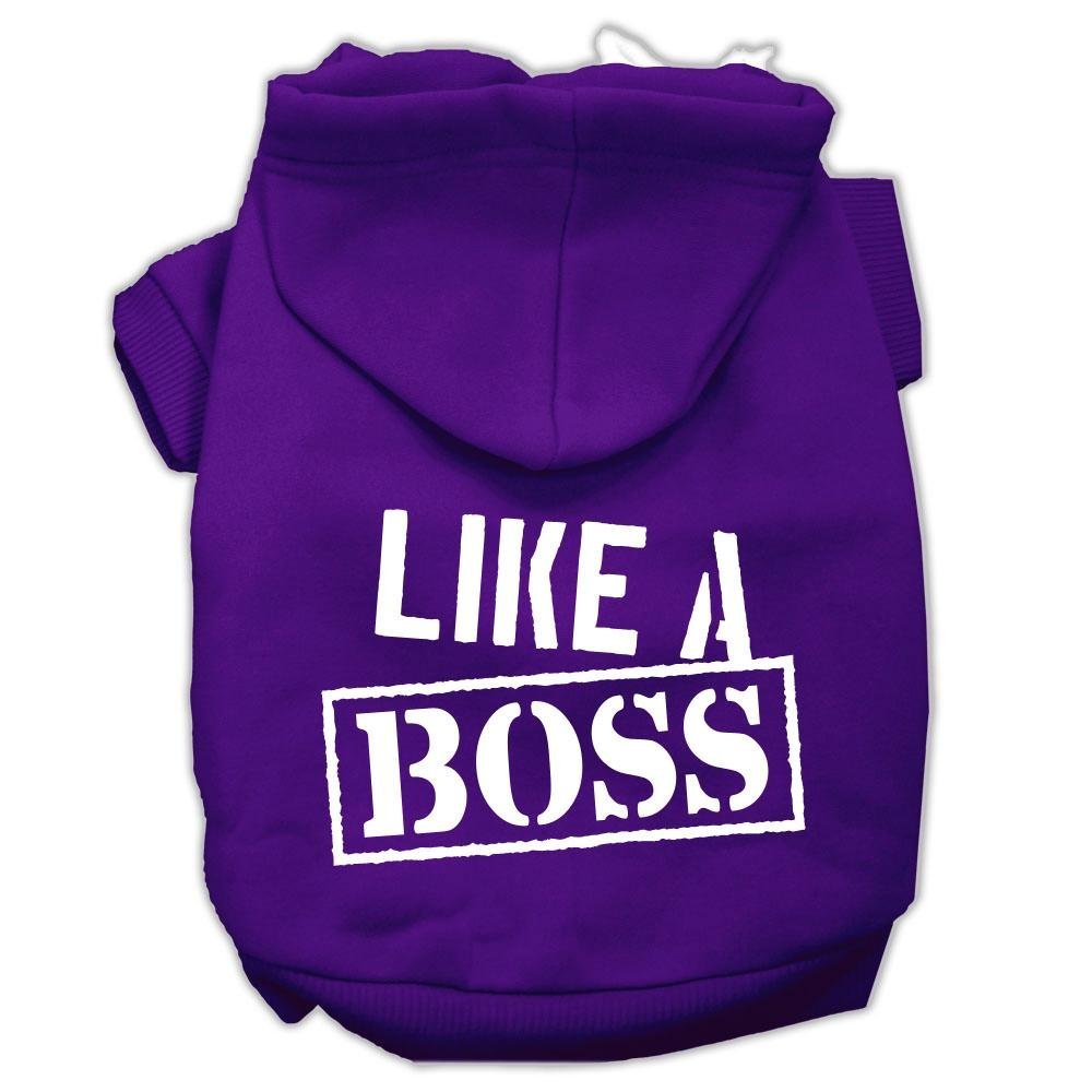 Pet, Dog & Cat Hoodie Screen Printed, 'Like A Boss' Purple Sm (3-6 Lbs.)
