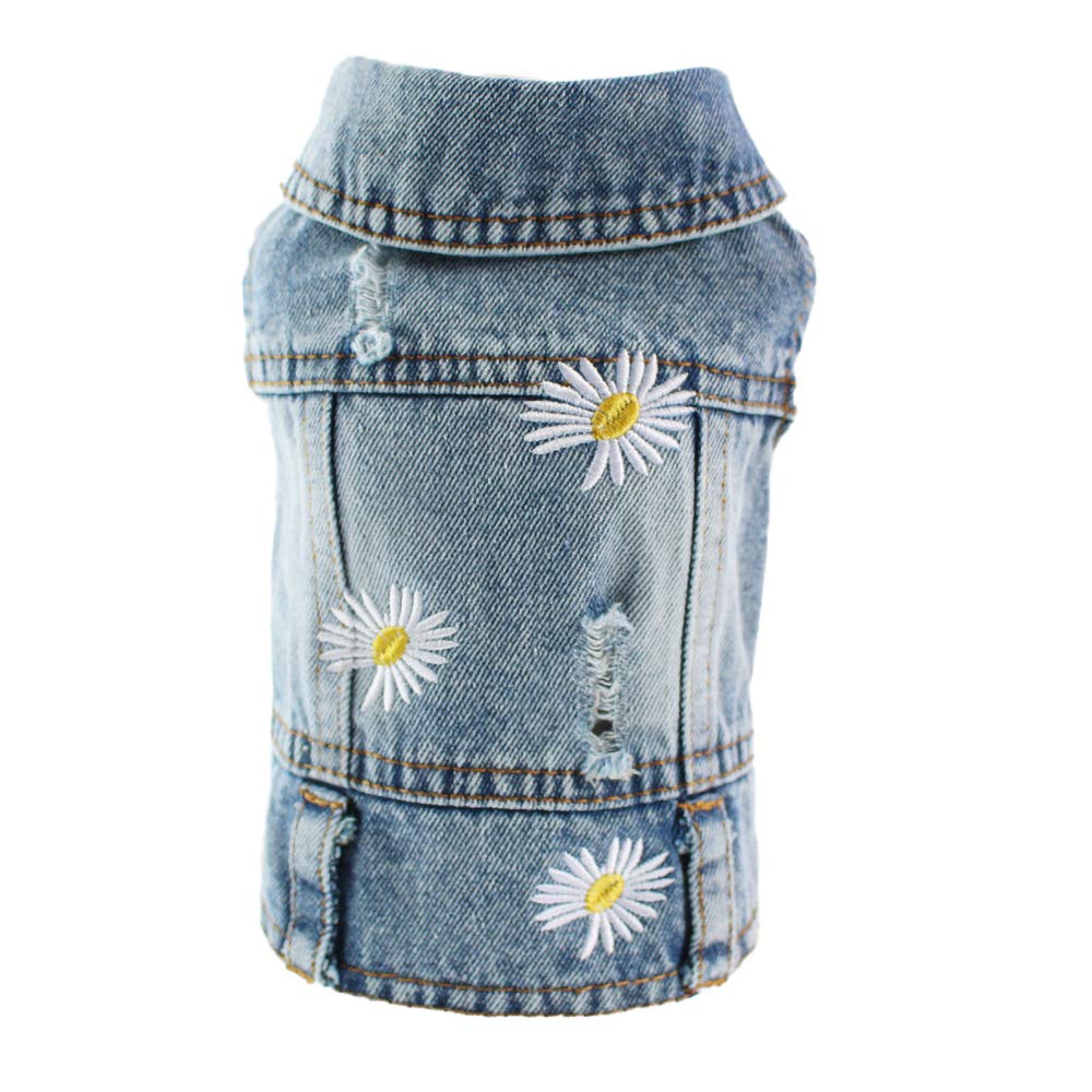 Pet Clothes Denim Dog Costume Summer Cowboy Vest Daisy Shirt Jeans Jacket Puppy Clothing For Chihuahua Yorkies Xxl