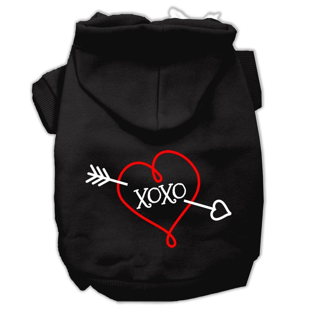 Pet Dog & Cat Hoodie Screen Printed, 'Xoxo' Black Xl (14-20 Lbs.)