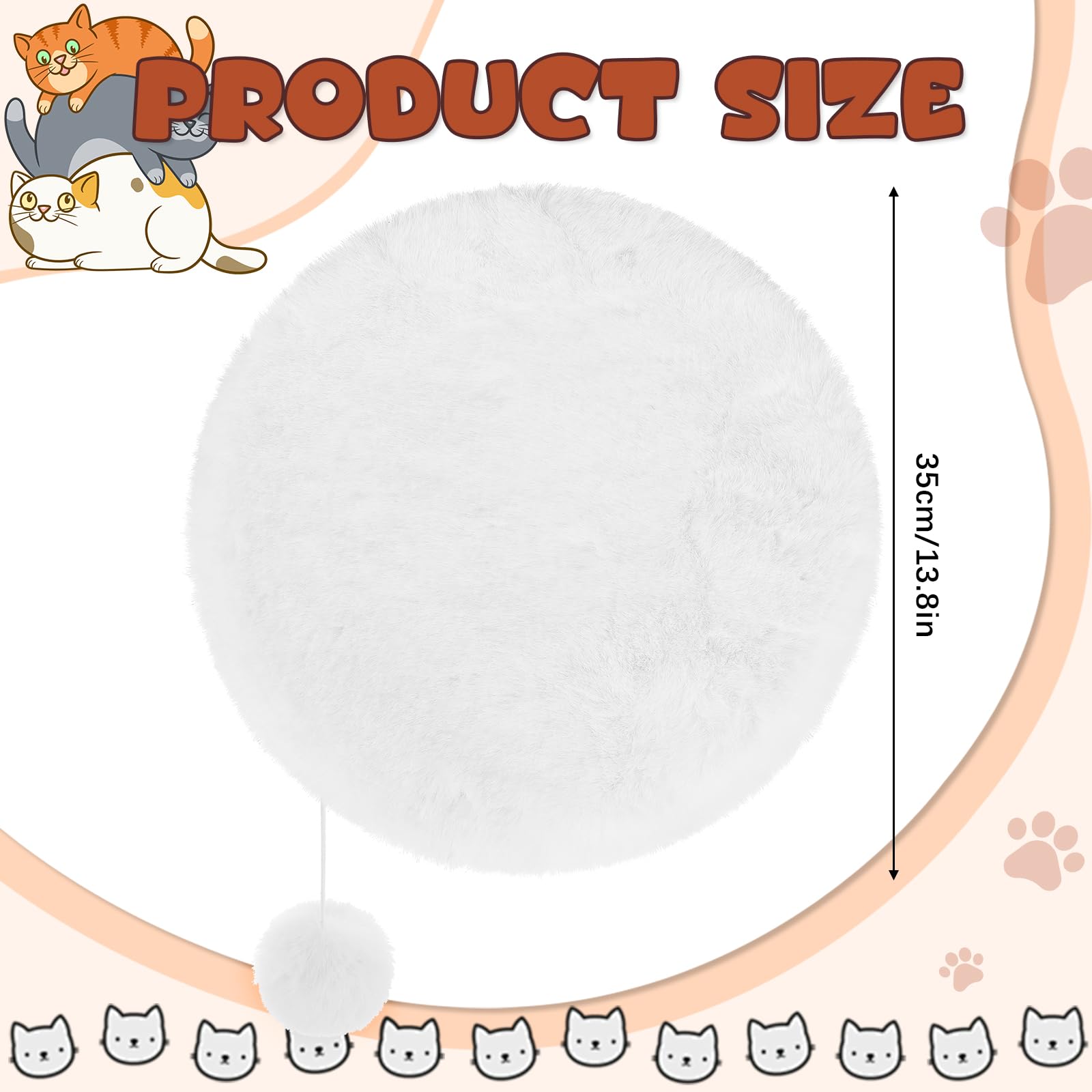Abbylike 3 Pack 13.8 Round Cat Dog Bed Cushion Pad Mat Faux Rabbit Fur Pet Sleeping Mat With Small Ball Warm Plush Anti Slip Was