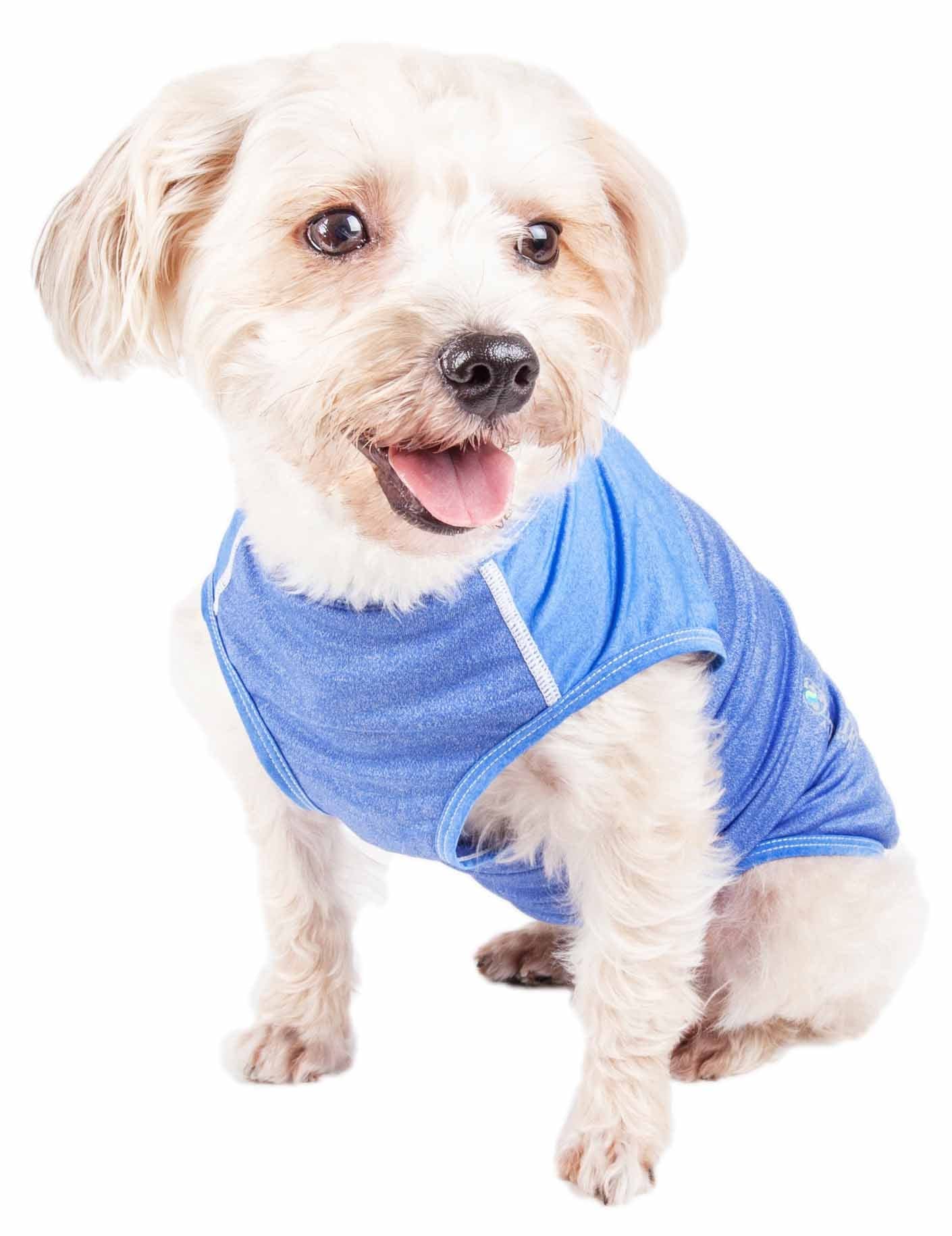 Pet Life Active 'Aero-Pawlse' Heathered Quick-Dry And 4-Way Stretch-Performance Dog Tank Top T-Shirt(D0102H7Lu5A.)