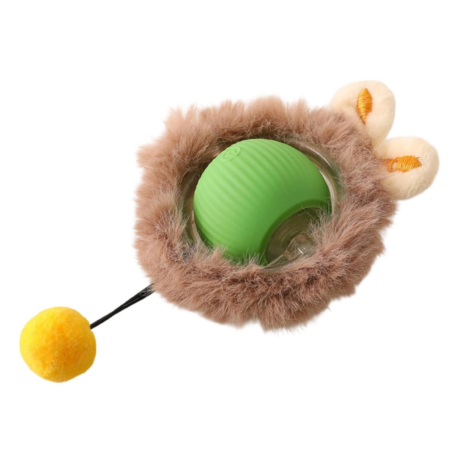 Heavenglow SoftTextured Soft Feline Toy Ball Furry Feline Ball Toy Ribbed Compact For Cats, Floor, Green, 3Speed