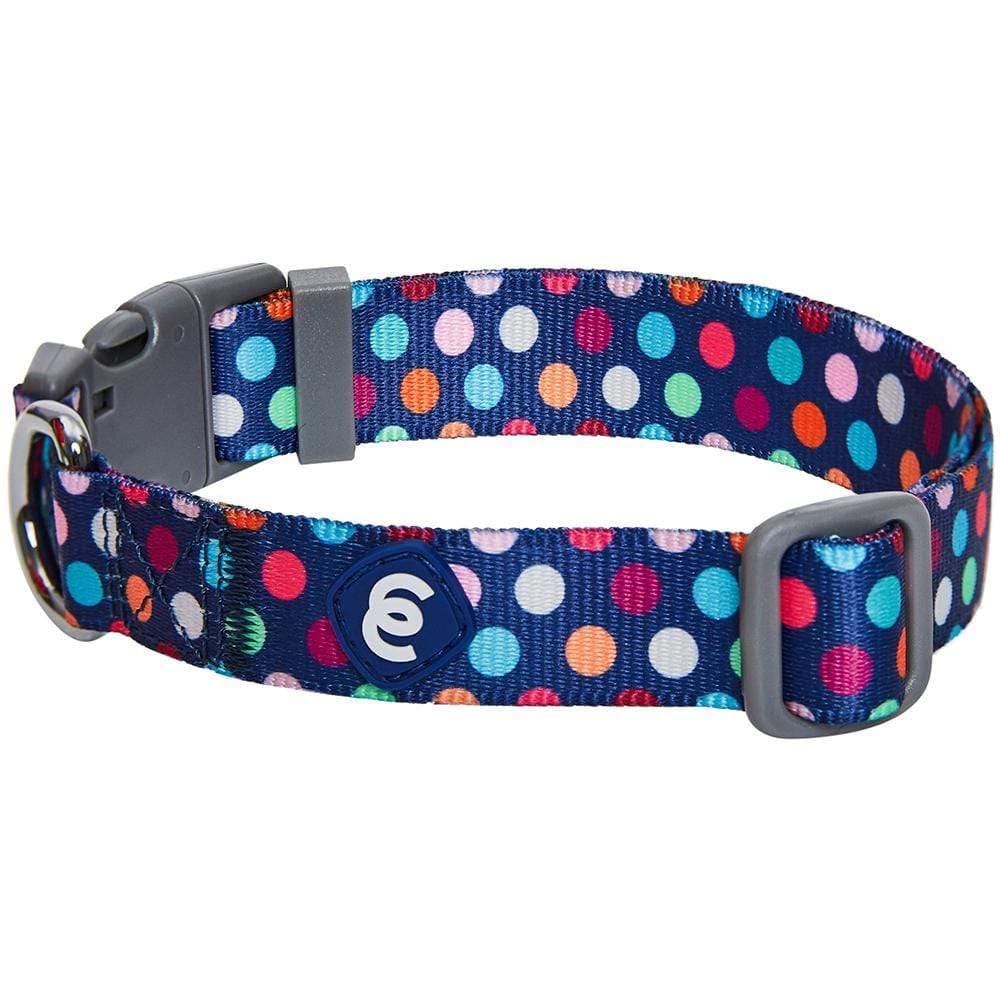 Blueberry Pet Essentials Rainbow Polka Dots Adjustable Dog Collar, Large, Neck 18''-26''