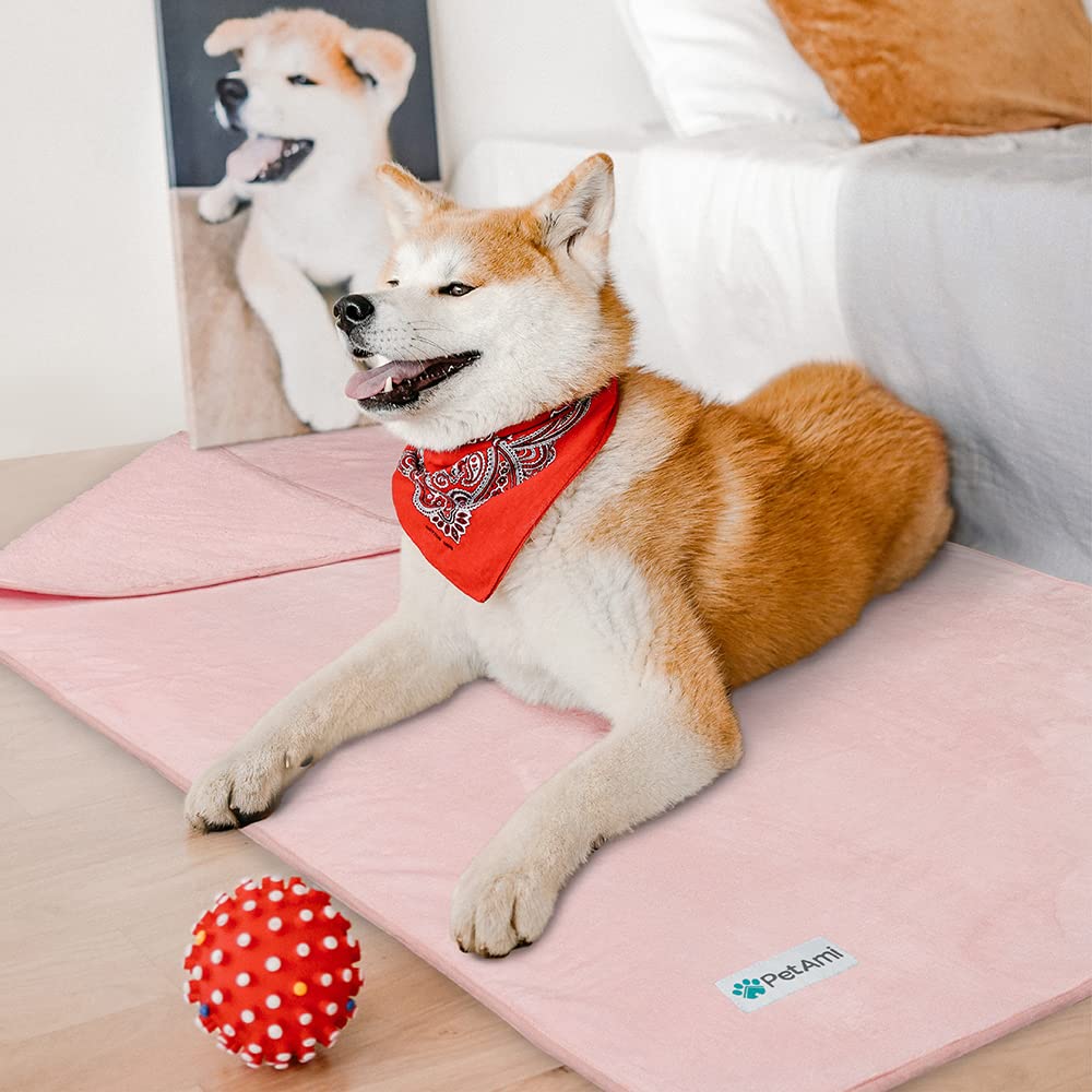 Petami Waterproof Dog Blanket For Large Giant Dogs, Pee Proof Pet Blanket Sherpa Fleece Crate Cover, Reversible Cat Throw Bed Kennel Protector, Soft Plush Washable Pad (Queen 90X90, Pink)