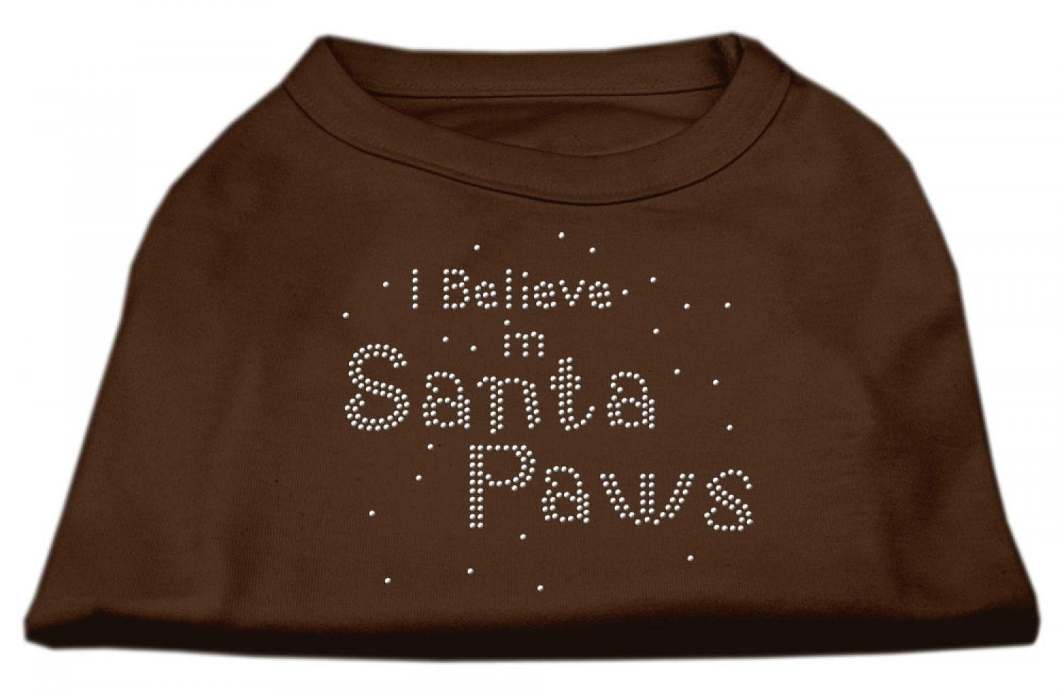 Mirage Pet Products 10-Inch I Believe In Santa Paws Print Shirt For Pets, Small, Brown