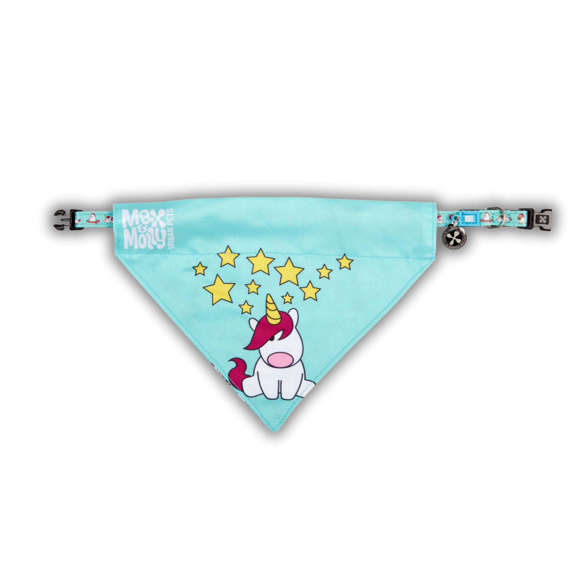 Max & Molly 2-In-1 No-Tie Reversible Pattern Pet Bandana For Collars - Vibrant Designs, Durable & Machine-Washable - Slide-On Fa
