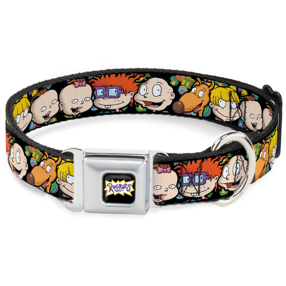 Dog Collar Seatbelt Buckle Rugrats Character Faces Close Up 15 To 26 Inches 1.0 Inch Wide, Dc-Wrr001-L