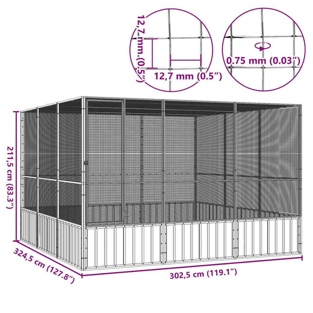 vidaXL Bird Cage Anthracite 119.1x127.8x83.3 Galvanized Steel