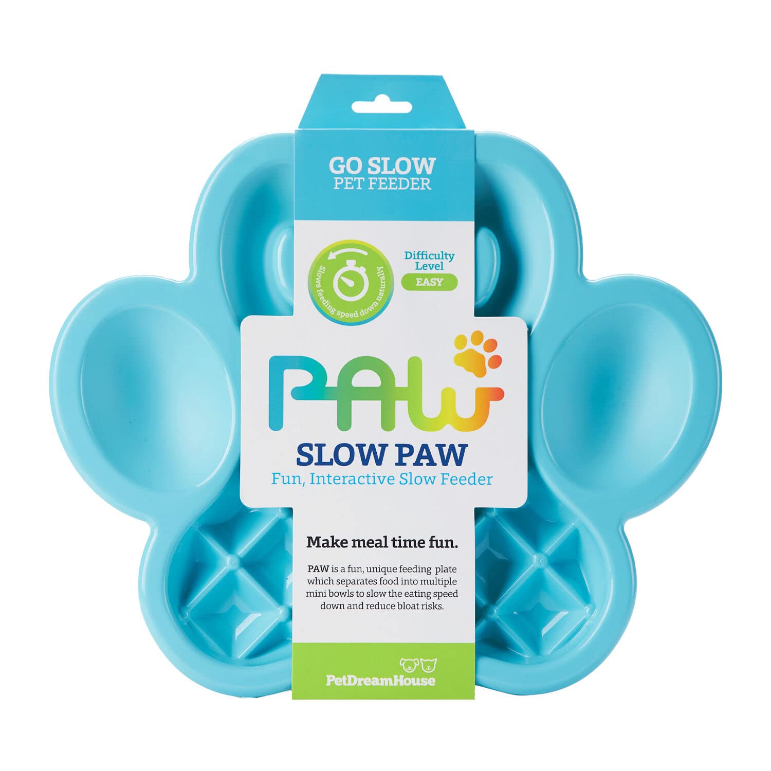 Pawsindia Paw 2In1 Slow Feeder Interactive Bowl And Removable Lick Mat Pad For Dogs, Puppies Or Cats Plate Food Treats Control