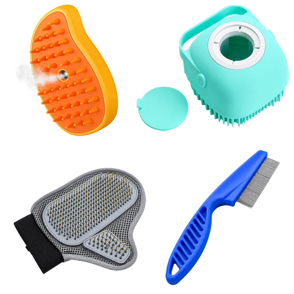 Complete Pet Grooming Combo With Steam Spray Brush Hair Remover Glove