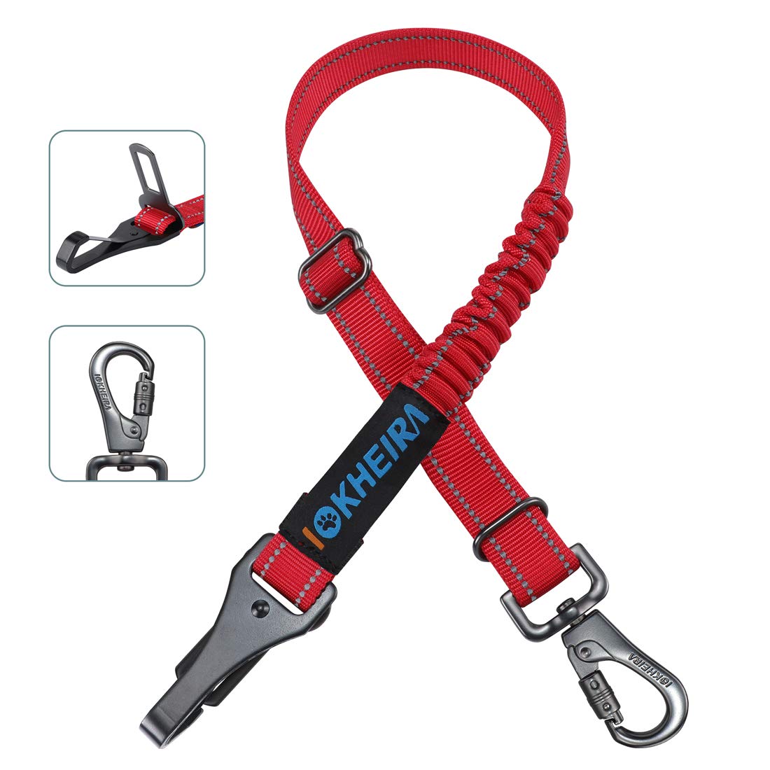Iokheira Dog Seat Belt 3-In-1 Car Harness For Dogs Adjustable Safety Seatbelt For Car Durable Nylon Reflective Bungee Fabric Tet