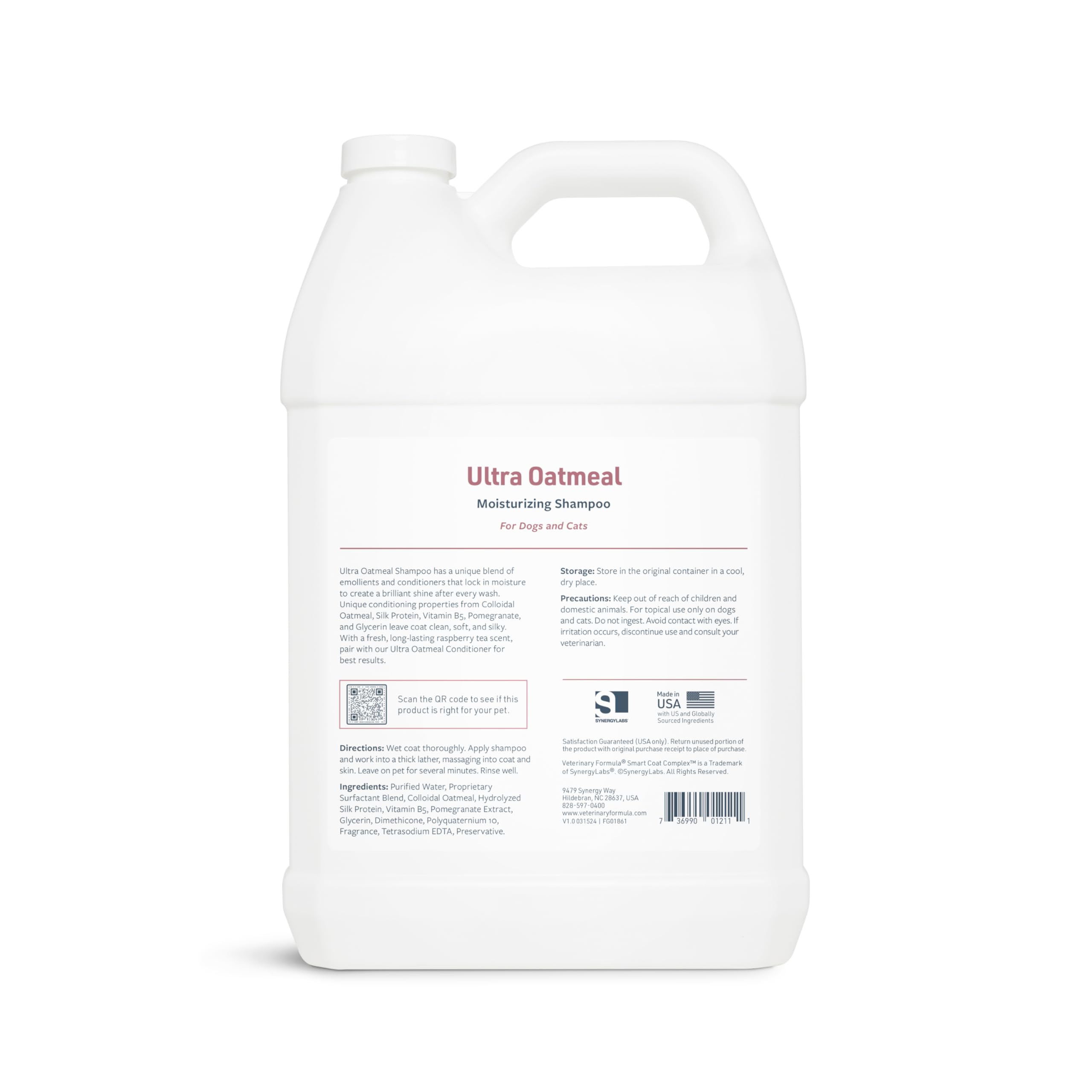Veterinary Formula Smart Coat Complex Ultra Oatmeal Moisturizing Shampoo for Dogs, 128 Fl oz / 1 Gallon - Moisture-Rich, Nourish