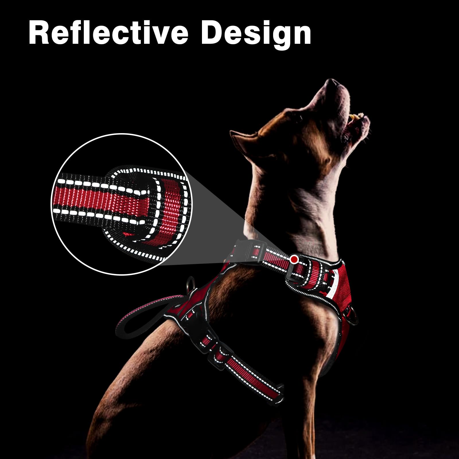 Winsee Service Dog Vest No Pull Pet Harness With 7 Dog Patches, Reflective With Durable Soft Padded Handle For Training Small, M