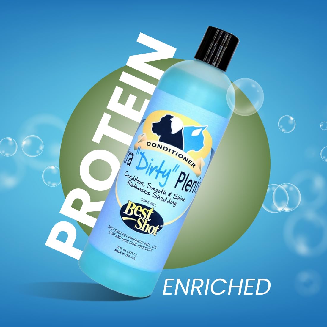 Best Shot Ultra Dirty Plenish Conditioner, Ideal Pet Grooming Conditioner, Protein-Enriched Moisturizing Conditioner For Any Dog, Cat, Or Horse, Agree Fragrance, 16 Oz.