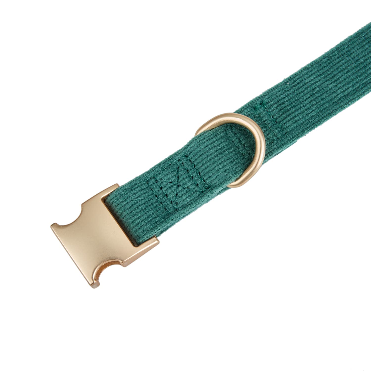 Petiry Soft Corduroy Fibric Dog Collar with High Grade Metal Buckle, for Medium Dogs.(Green,Medium:12-19'')