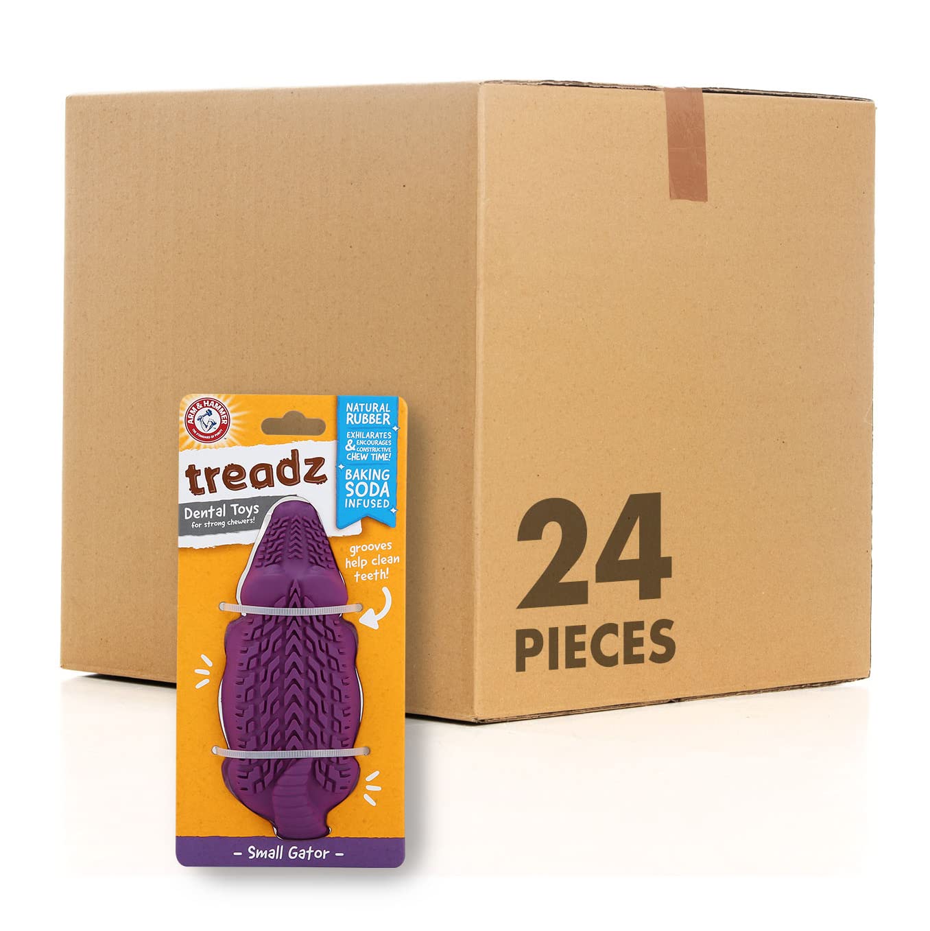 Arm & Hammer For Pets Super Treadz Mini Gator Dental Chew Toy For Dogs Best Dental Dog Chew Toy Dog Dental Chew Toys Reduce Plaque & Tartar Buildup Without Brushing (Pack Of 1)