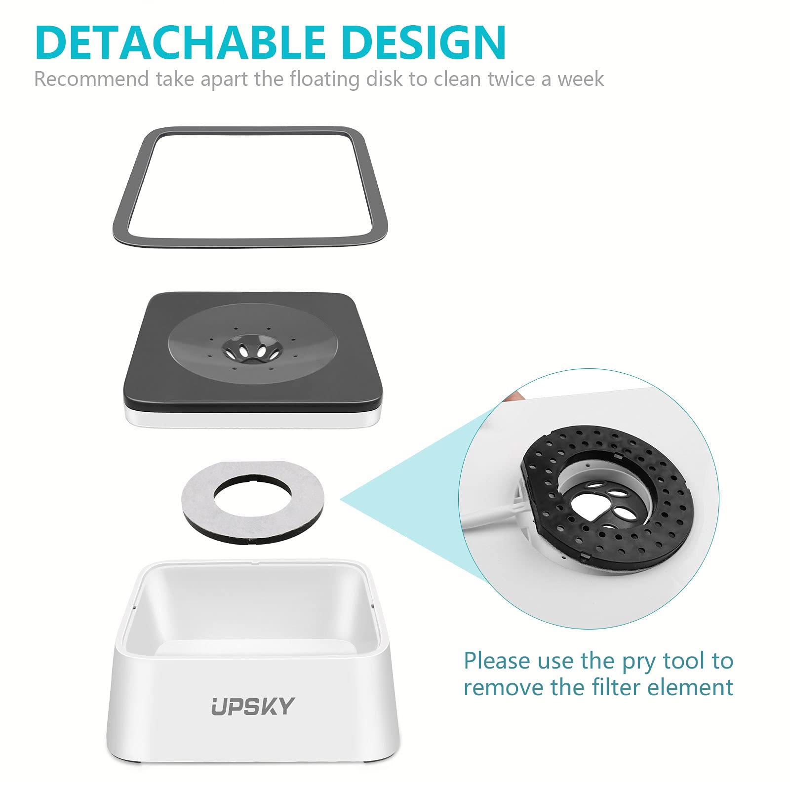 Upsky 4Pcs Replacement Filters For 70Oz No Spill Dog Water Bowl