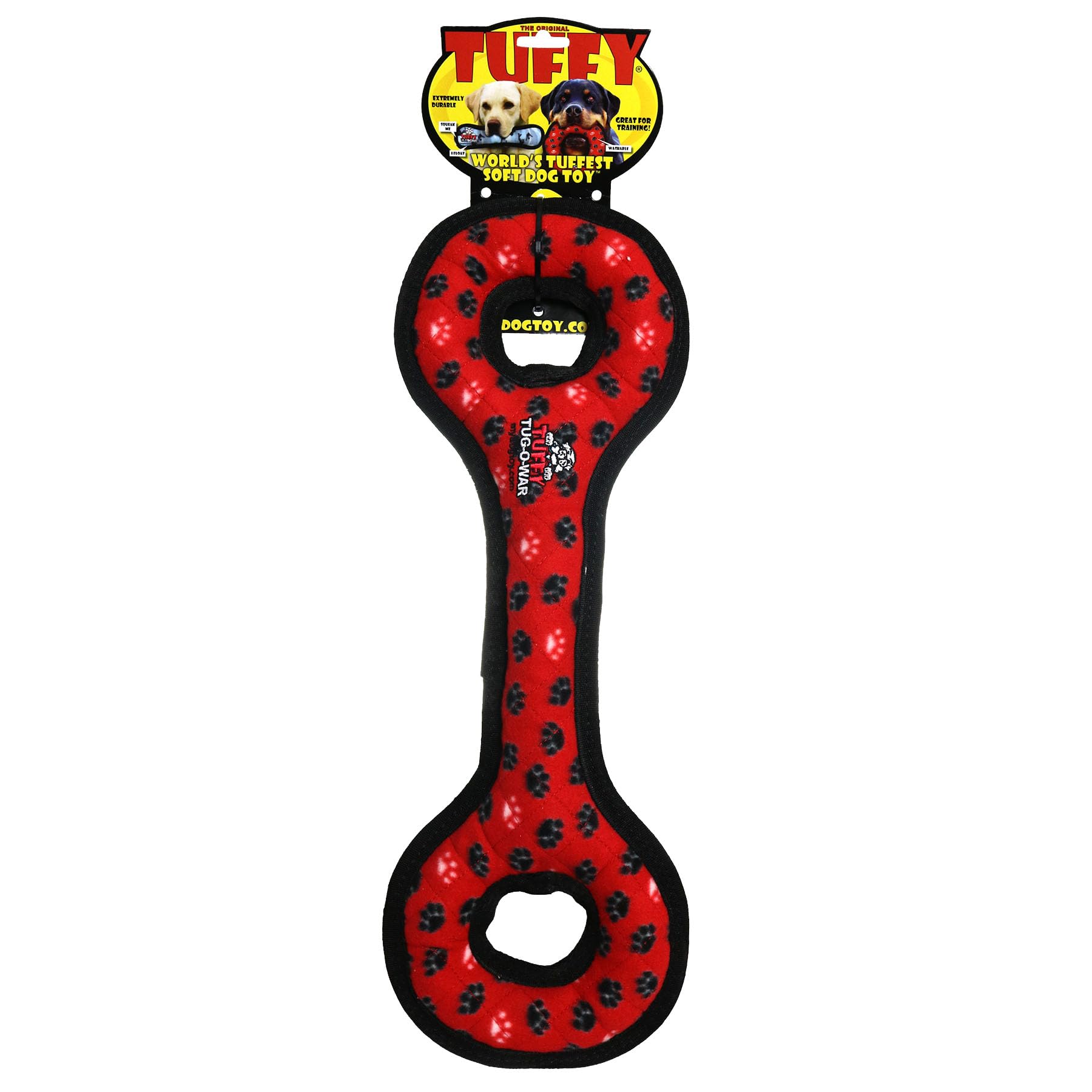 Tuffy® - World'S Tuffest Soft Dog Toy® - Ultimate Tug-O-War - Squeakers - Multiple Layers. Made Durable, Strong & Tough. Interactive Play (Tug, Toss & Fetch). Machine Washable & Floats. (Red Paw)