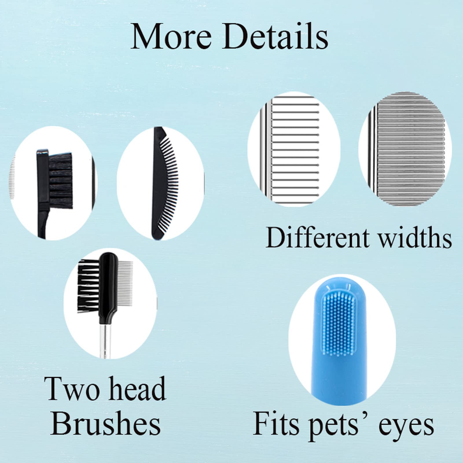 Tear Stain Remover Combs For Pets - Stainless Steel Eye Brush Tools, Durable Flea And Lice Removing Set With Teeth Grooming, 5 Types For Dogs, Cats, Puppies