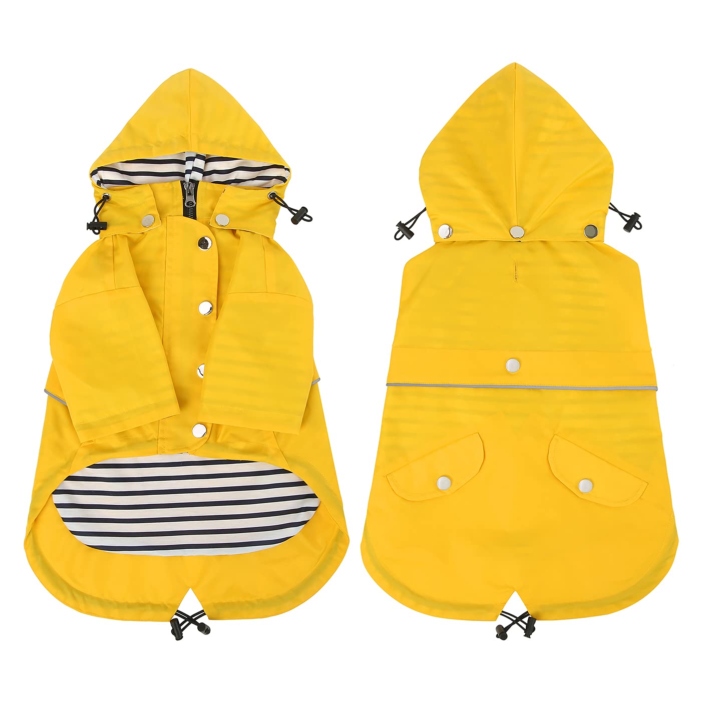HDE Dog Raincoat Double Layer Zip Rain Jacket with Hood for Small to Large Dogs Yellow - S