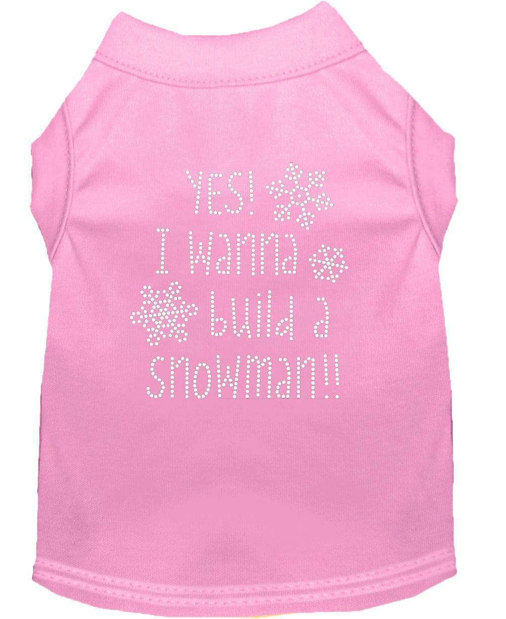 Yes I Want To Build A Snowman Rhinestone Dog Shirt Green Sm 10
