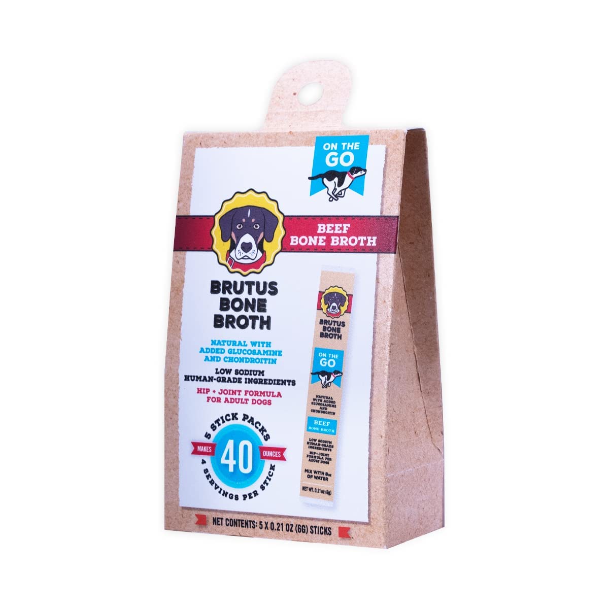 Brutus Bone Broth for Dogs - Bone Broth Powder with Chondroitin Glucosamine & Turmeric - Human Grade Food Toppers for Dry Food &