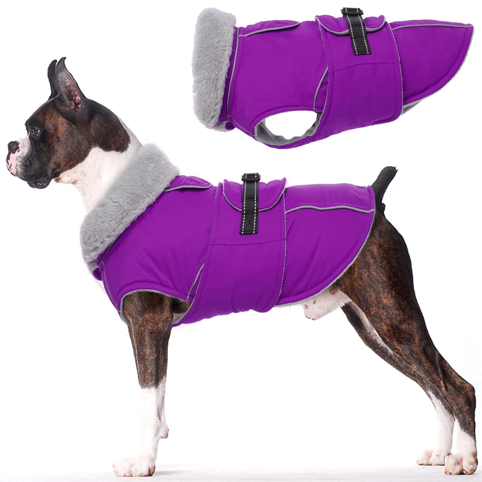 Lelepet Warm Dog Fleece Vest - Waterproof & Windproof Winter Coat For Medium Dogs, M